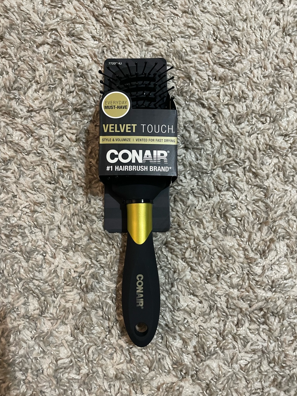 Conair Velvet Touch Paddle Brush - Black with Gold Accent